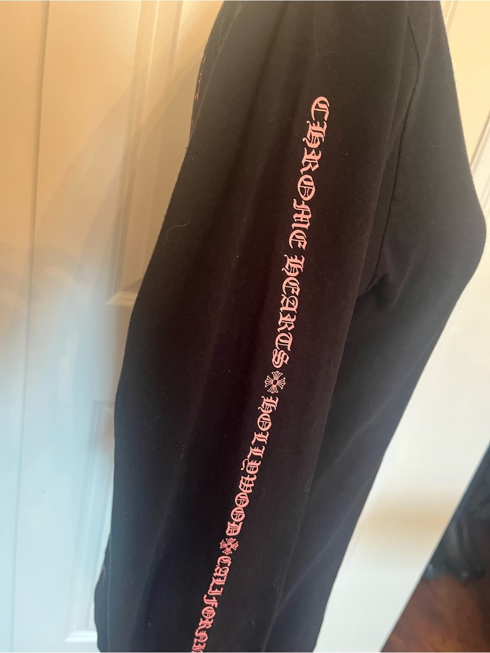 Chrome Hearts Black Long Sleeve Pocket Tee with White Chest Logo - Picture 6 of 9